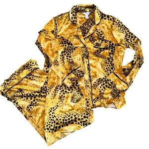 Sofia by Sofia Vergara Gold and Black Leopard Pajama Set